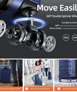 SHOWKOO Luggage Sets Expandable PC+ABS Durable Suitcase Double Wheels TSA Lock 3pcs Blue 20in24in28in 30 71FgdNwg4oL