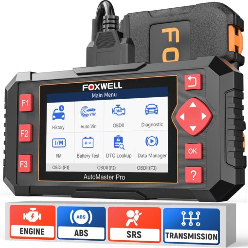 FOXWELL Car Scanner NT604 Elite OBD2 Scanner ABS SRS Transmission, Check Engine Code Reader,Diagnostic Scan Tool with SRS Airbag Scanner, Car Diagnostic Scanner for All Cars with Battery Test