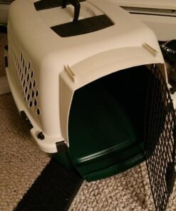 Petmate Ruffmaxx Travel Carrier Outdoor Dog Kennel, 360-degree Ventilation, 26", Green, Made in USA Almond & Green 26.0"L x 18.5"W x 16.0"H 28 71Fi0UKoRIL
