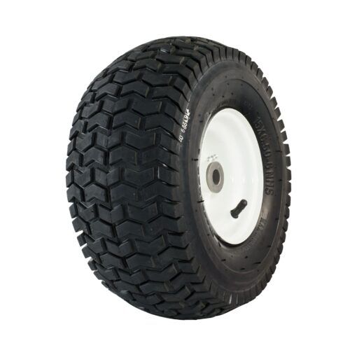 Marathon 20346 15x6.50-6" Pneumatic (Air Filled) Lawnmower Tire on Wheel, SINGLE, Black & White