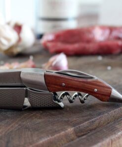 Barvivo Natural Rosewood Wine Opener with Foil Cutter Knife & Cap Remover, Double Hinged Manual Wine Key for Bartenders, Servers, Waiters, Stainless Steel Wine Bottle Opener Corkscrew 31 71FiXorQyjL