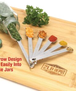 2lbDepot Measuring Spoons Set of 7 Includes Bonus Leveler, Premium, Rust Proof, Heavy Duty, Chrome Plated, Stainless Steel Metal, Narrow, Long Handle Design fits into Spice Jars Stainless Steel Set of 7 (Includes Leveler) 23 71FiYr3EgiL