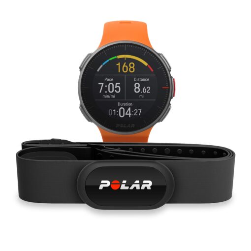 POLAR VANTAGE V – Premium GPS Multisport Watch for Multisport & Triathlon Training (Heart Rate Monitor, Running Power, Waterproof), Pro (Includes H10 HRM Chest Strap), Orange