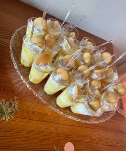 DLux 50 x 3 oz Mini Dessert Cups with Spoons, Shooter - Clear Plastic Parfait Appetizer Cup - Small Reusable Shot Glass for Tasting Party Shooters Desserts Appetizers - With Recipe Ebook 50 cups + 50 spoons 43 71Fkze10iL