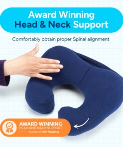 Sunnybay Chiropractic Neck Pillow Recliner- Travel Pillow for Neck Therapy, Stress & Pain Relief - Therapeutics Neck Pillow - Original Neck Support (Medium, Navy Blue) Medium 17 71Fl830NLZL 3
