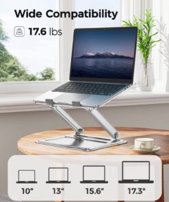 LORYERGO Adjustable Laptop Stand, Portable Riser for 17.3inch Laptops, Adjustment for Desk, Holds Up to 17.6lbs Notebook - Sliver 24 71Flf2kKqeL