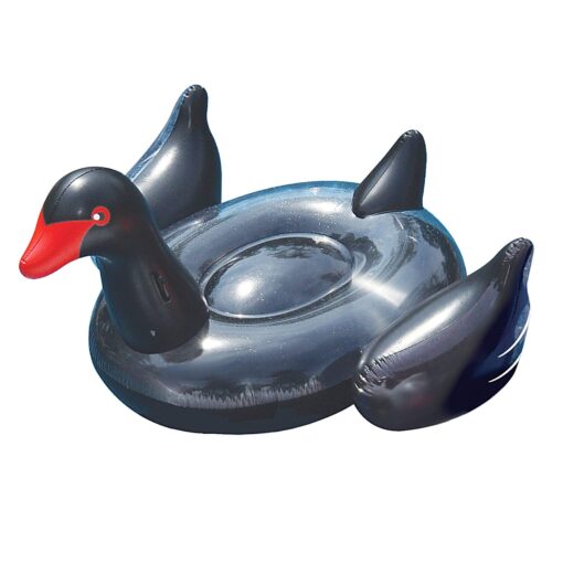 Swimline 90628 Giant Black Swan Inflatable Ride-On Pool Float Large Black Swan Ride-On Float