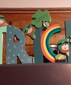 Happy St. Patrick's Wooden Screen Sign - hinged, Wood and Hand Painted - Shamrocks, Leprechauns, and Rainbows - St. Patrick's Day Tabletop Home Decor 16 71Fn9SOtGRL