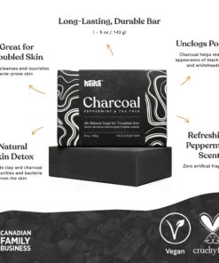 Keika Charcoal Black Soap Bar for Eczema, Psoriasis, Face, Body, Men Women Teens with Oily Skin, 5 oz. 5 Ounce (Pack of 1) 27 71FnYTXHz L