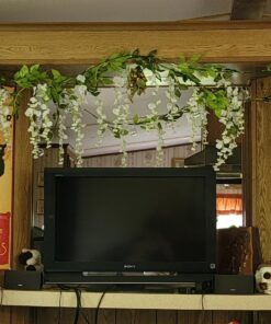 4Pcs 6.6Ft/Piece Artificial Flowers Silk Wisteria Garland-Dearhouse Artificial Wisteria Vine Rattan Silk Hanging Flower for Home Garden Outdoor Ceremony Wedding Arch Floral Decor (White) White 32 71FnZPnLMgL