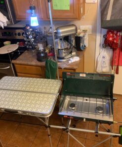 Coleman Pack-Away Portable Camp Kitchen, Outdoor Folding Kitchen with Spacious Prep Area, Side Table, Lantern Holder, Hanging Hooks, & Mesh Shelf; Great for Camping, Tailgating, Grilling & More Portable Kitchen 40 71FnhISKGqL