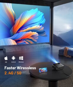 WiFi Projector for iPhone, ELEPHAS 2023 Upgraded Mini Projector with Tripod & Carry Bag, Full HD 1080P Supported, 200" Display Portable Projector, Compatible with iOS/Android/Windows/TV Stick/HDMI/USB S 15 71FokontaHL