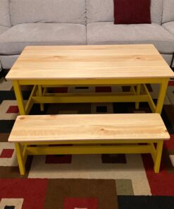 Amazon Basics Indoor Kids Table and Bench Set, Natural 38 71FqM5kuL