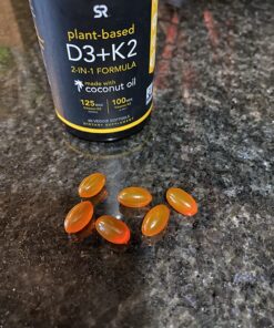 Sports Research Vitamin D3 + K2 with 5000iu of Plant-Based D3 & 100mcg of Vitamin K2 as MK-7 - Vegan Certified & Non-GMO Verified - 120 Softgels 120 Count (Pack of 1) 29 71FrasqhdxL