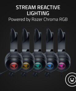 Razer Kraken Kitty V2 USB Wired RGB Headset: Chroma Kitty Ears - Stream Reactive Lighting - HyperClear Cardioid Mic - Triforce 40 mm Drivers - 7.1 Surround Sound - Classic Black 12 71Fs pvezaL