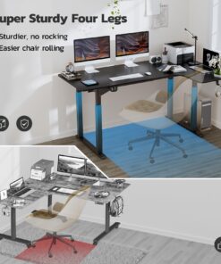 Dripex Standing Desk, 63"/ 71" L Shaped Desk Adjustable Height, Electric Corner Stand Up Desk Large Home Office Desk Computer Workstation, Dual Motor Sit Stand Desk 4 Legs, Super Stable Black 71 x 43 inch 17 71FsoyMszrL