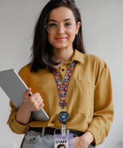 ID Avenue Lanyards for Women 19" Ribbon Lanyard ID Holder with Badge Reels Retractable for Nurses Office Workers Teachers Students Breakaway Lanyards for Id Badges (Bloom) Bloom 8 71FtCs RE2L