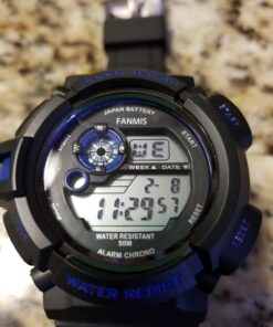 FANMIS Mens Military Multifunction Digital LED Watch Electronic Waterproof Alarm Quartz Sports Watch Blue 38 71FulHFESBL