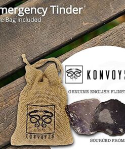 KonvoySG English Flint Stone Rock for Use with A Carbon Steel Striker (not Included) for Bushcraft, Survival and Camping Activities. Comes in an Emergency Tinder Jute Bag. 13 71FuqHt9tWL