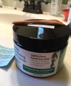 ASUTRA Dead Sea Salt Body Scrub Exfoliator (Invigorating Eucalyptus), NEW BIGGER 16 oz size | Ultra Hydrating, Gentle, & Moisturizing | Coconut, Eucalyptus, and Marjoram Oils | Includes Wooden Spoon Invigorating Eucalyptus 27 71FvSpd1dQL