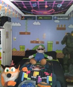 RoomMates JL1331M Super Mario Retro Spray and Stick Removable Wall Mural - 10.5 ft. x 6 ft. 21 71Fw98inAdL