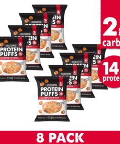 Shrewd Food Protein Puffs, Low Carb Cheese Pizza Puffs, High Protein Crunch, Keto Friendly Snack, Savory Protein Chip, 14g Protein Per Serving, 2g Carbs, Brick Oven Pizza, 8 Pack 22 71FwL43ze4L