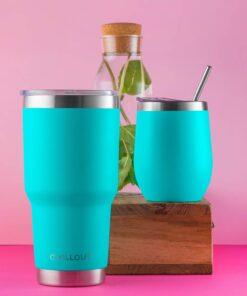 CHILLOUT LIFE 30oz Stainless Steel Tumbler with Lid - Double Wall Vacuum Insulated Large Travel Coffee Mug with Splash Proof Lid and Straw for Hot & Cold Drinks, Teal Tumbler, Pack of 1 30oz (pack of 1) Aqua Blue 23 71FzhbXUx L