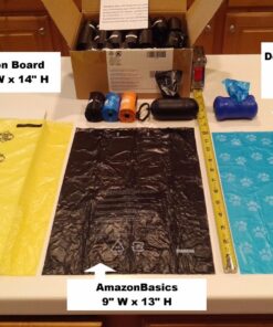 Amazon Basics Standard Dog Poop Bags with Dispenser and Leash Clip, Unscented, 900 Count, 60 Pack of 15, Black, 13 Inch x 9 Inch 15 Count (Pack of 60) 26 71FzsSzbkuL