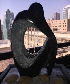 Modern Silhouette Zen Indoor Small Tabletop Water Fountain with 4-LED Light Cluster Faux Black Marble Stone 10" for Table Desk-Top Office Bedroom House Relaxation Living Room - John Timberland 32 71G CKsBYNL