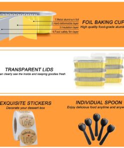 Mini Loaf Pans with Lids, 6.8oz Mini Cake Pans Aluminum Foil Mini Loaf Baking Pans 50Pcs Disposable Long Baking Cups Muffin Tins Brownie Bread Pan Cupcake Liners for Wedding Birthday Party (Gold) Gold 9 71G0EqFZeCL
