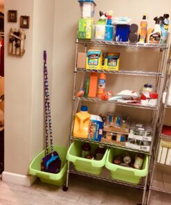 Seville Classics 5-Tier Steel Wire Shelving with Wheels, 30" W x 14" D, Chrome 5-Tier, 30" W x 14" D Silver 48 71G1y8QeLgL