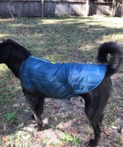 Kurgo Loft Dog Jacket, Reversible Dog Coat, Wear with Harness or Sweater, Water Resistant, Reflective, Winter Coat For Large Dogs (Ink Blue, L) Ink Blue/Seaglass 37 71G23qlMmRL