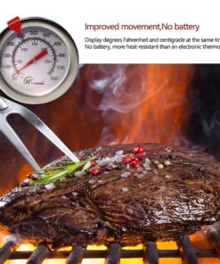 KT THERMO Deep Fry Thermometer With Instant Read,Dial Thermometer,12" Stainless Steel Stem Meat Cooking Thermometer,Best for Turkey,BBQ,Grill 1-pack 12-Inch 21 71G2Ob3v22L