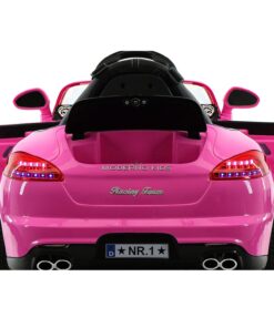 Moderno Kids Kiddie Roadster 12V Power Children Ride-On Car with R/C Parental Remote + Leather Seat 5 Point Seat Belt + LED Wheels + MP3 USB Music Player + Baby Tray Table + Rubber Floor Mats (Pink) Pink 47 71G31TR8RQL