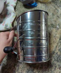 Norpro 3-Cup Stainless Steel Rotary Hand Crank Flour Sifter With 2 Wire Agitator 23 71G3PuF8rL