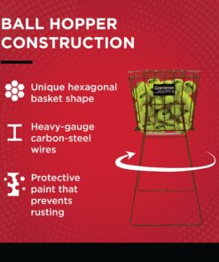 Gamma Sports Tennis Ballhoppers - Multiple Styles and Colors - Durable, Convenient, Heavy Duty Construction, for Easy Pickup, Carrying and Storage - 50 to 140 Tennis Ball Capacity Gold Hi-Rise 75 8 71G4zHxjaxL