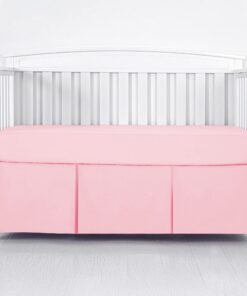 TILLYOU Pink Pleated Crib Bed Skirt for Baby Boys Girls, 100% Natural Soft Dust Ruffle, Standard Nursery Bedding Toddler Bedskirt Solid, 14" Drop Cotton 14 71G6FzsuXnL