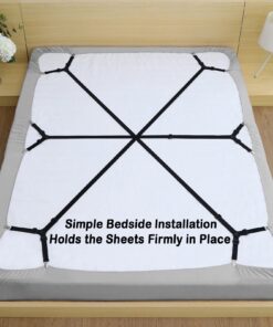 Alternative view of Tuyeabc Bed Sheet Holder Straps, 3 Set/12 Ways, Adjustable Crisscross Bed Sheet Clips, Elastic Bands Suspenders Keeping Fitted Bedsheet in Place for Twin Queen King Mattress, Bed Sheet Fasteners Black,3 Set