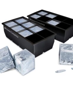 Home-Complete Large Ice Molds Silicone Trays Makes 8, 2”x 2” Big Cubes BPA-Free, Flexible-Chill Water, Lemonade, Cocktails, and More, Black(Pack Of 2) 2"x2"9(2 Pack) 29 71G79EykP6L