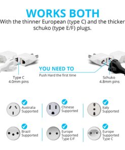 Unidapt Europe to USA Outlet Plug Adapter Converter, 2 Pack, Power Travel From European to American, Canada, Mexico, Type A 29 71G7IQXXSbL