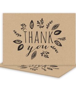Kraft Leaves Thank You Note Card Pack/Set Of 36 Leaf Wreath Greeting Cards With Blank Inside And Kraft Envelopes Kraft Leaves 14 71G8OxXgXwL