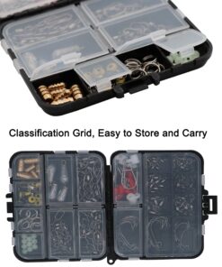 SUPERTHEO Fishing Accessories Kit with Hooks Bass Casting Sinkers Fishing Swivels Snaps Sinker Slides Fishing Line Beads Fishing Set with Tackle Box Lanyard 140pcs Swivels 15 71G8oH3uT L