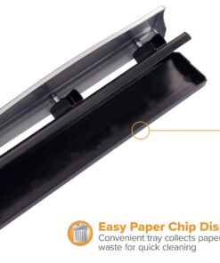 Bostitch Office Premium 3 Hole Punch, 12 Sheet Capacity, Metal, Rubber Base, Easy-Clean Tray, Silver 31 71G9vds2AxL