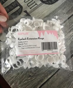100PCS Disposable Plastic Nail Art Tattoo Glue Rings Holder Eyelash Extension Rings Adhesive Pigment Holders Finger Hand Beauty Tools (White) 100 Count (Pack of 1) White 35 71GA3UUND9L