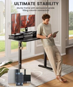 ErGear Electric Standing Desk with Double Drawers, 48x24 Inches Adjustable Height Sit Stand Up Desk, Home Office Desk Computer Workstation with Storage Shelf, Black 48x24 Inch 31 71GA91TlUPL