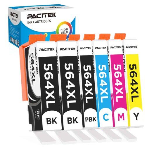 PACITEK 564XL Ink Cartridge Compatible with HP 564XL 564 use for HP Photosmart 5520 6520 7520 5510 6510 7510 7525 Prem ium C309A C410A Officejet 4620 Deskjet 3520 3522,6 Packs