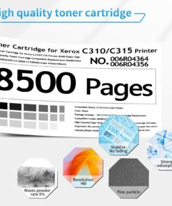 Toner Cartridge for Xerox C310/C315 Printer,8500 Pages High Capacity Toner Cartridge Compatible Replacement 006R04364 006R04356 C310DNI C310DNIM Color Printer(Black) Black 1 Pack 12 71GBlqyNn6L