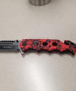 Tac Force Assisted Opening Rescue Glass Breaker Bright Red Skull Design Hunting Camping Tatical Pocket Knife 31 71GBpgif6L