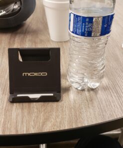 MoKo Phone/Tablet Stand, Foldable Tablet Holder Fits with iPhone 15/Pro/Plus/Pro Max, iPhone 12/12 pro Max/11/Xs Max, iPad Pro 11, iPad Air 4/Mini 6 2021, iPad 9th 10.2", Black Small Size 67 71GC hjV EL