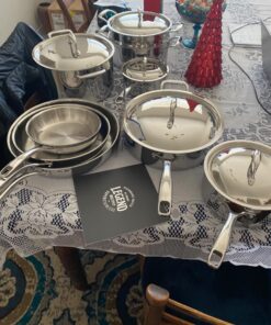 Legend 5 Ply 14 pc All Stainless Steel Heavy Pots & Pans Set | Professional Quality Cookware 5ply Clad Home Cooking & Commercial Kitchen Surface Induction Oven Safe | Non-Teflon PFOA, PTFE & PFOS Free Stainless Steel 5-Ply 51 71GC5E02GL